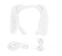 Generico Set di costumi per cani: fascia con orecchie da animale, coda da cosplay e papillon per feste(White)