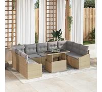 Generico Set di divani 10 PCS Beige e Grigio Chiaro polyrattan,Beige,87.9kg,3349066