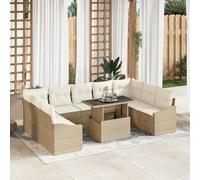 Generico Set di divani con Cuscino 10 PCS Beige e Crema polyrattan,Beige,88.1kg,3349067
