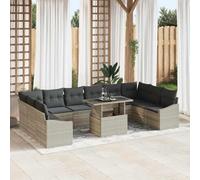 Generico Set di divani con Cuscino 11 PCS Grigio Chiaro polyrattan,Grigio Chiaro,93.3kg,3349078