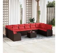 Generico Set di divani con Cuscino 11 PCS Marrone polyrattan,Mobili da Giardino,Set da giardino-3346234