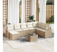 Generico Set di divani con Cuscino 9 PCS Beige polyrattan,Beige,69.8kg,3346851