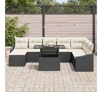 Generico Set di divani con Cuscino 9 PCS Nero e Crema polyrattan,Nero,75.9kg,3349053