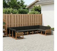 Generico Set di divani da Esterno con Cuscino 10 PCS Naturale e Nero,Set di mobili-3381716