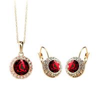 Generico Set di due pezzi con orecchini a cristallo a mezzaluna di moda e collana, ciondolo verde smeraldo vintage di lusso leggero, regalo per la festa della mamma o il compleanno della fidanzata