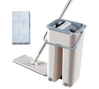 Generico Set di e secchio | Mop con strizzatoio | Lavapavimenti No-Touch con secchio integrato | bagnato e asciutto versatile | Perfetto per una pulizia efficiente della casa e dell'ufficio