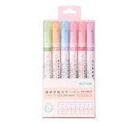 Generico Set Di Evidenziatori - Pennarelli Fluorescenti A Doppia Punta, Penne Curve Toni Pastello, Evidenziatori Decorativi A Punta Fine, Strumenti Di Disegno Dalla Forma Vivace | Per L'aula Bullet J