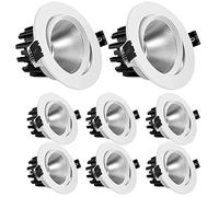 Generico Set di faretti da incasso da 5W, 7W, 15W, 20W e 30W con 8 faretti a bulbo oculare, 3 colori selezionabili, 3000K-6000K, 2-5,5 pollici, luce LED rotante da soffitto a filo