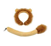 Generico Set Di Fascia E Coda Con Orecchie Di Scimmia/mucca/leone/giraffa In Pelliccia Sintetica - Soffici Accessori Cosplay Per Animali Per Costume Da Festa Di Halloween Per Adulti