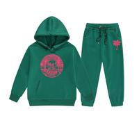 Generico Set di Felpe per Ragazze E Bambine Felpa A Maniche Lunghe Cordinata Full Print Pantalone Bambini Casual Pullover Tuta Ragazzi Abbigliamento Moda Manica Lunga 2-14 Anni Completo Bambina