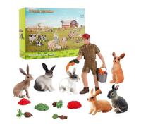 Generico Set di Figurine di Coniglietti | 13 Pezzi Animali della Fattoria Educativi e Realistici - Coniglietto di Pasqua Giocattolo | per Riempitivi di Uova di Pasqua, Torte E Regali per Feste