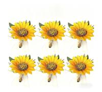 Generico Set Di Fiori Artificiali A Forma Di Girasole Con Nastro Di Raso For Matrimoni Ed Eventi Formali, Accessori Riutilizzabili For Lo Sposo E La Sposa, For Balli Di Fine Anno E Celebrazioni.