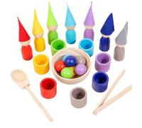 Generico Set Di Giocattoli Per L'ordinamento Dei Colori - Gioco Di Ordinamento In Legno, STELO Per Tazza Con Palla, Kit Di Apprendimento Giocattolo Prescolare | Attività Educativa Interattiva Per