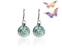 Generico Set di gioielli con orecchini a spirale in vetro riciclato, orecchini e collana a goccia in barattolo di vetro riciclato, regalo ecologico fatto a mano per donne (Orecchini)