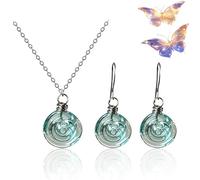 Generico Set di gioielli con orecchini a spirale in vetro riciclato, orecchini e collana a goccia in barattolo di vetro riciclato, regalo ecologico fatto a mano per donne (Mix)