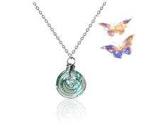 Generico Set di gioielli con orecchini a spirale in vetro riciclato, orecchini e collana a goccia in barattolo di vetro riciclato, regalo ecologico fatto a mano per donne (Collana)