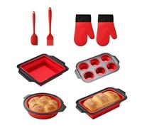 Genérico Set di in silicone per cottura - Vassoio impilabile - Include guanto, spatola e spazzola - per pane, biscotti, uova, forno, tostapane