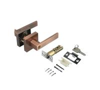 Generico Set Di Maniglie For Porte Con Leva Di Blocco For La Privacy - Maniglia For Porte Esterne Quadrata In Lega Di Alluminio E Rame For Edifici E Case(Red antique)