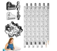 Generico Set Di Matite Di Legno, Matite con Note Musicali e Gomme a Tema Pianoforte, Accessori Cancelleria A Tema Musicale Divertenti Per Scuola Primaria Matematica Disegno