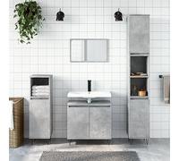 Generico Set di Mobili da Bagno 3 pz Grigio Cemento in Legno Multistrato,Grigio,52.92kg,3187793