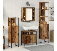 Generico Set di mobili per Il Bagno con Lo scaffale 4 PCS Legno Vecchio,Set di Set di mobili per bagno-3332593