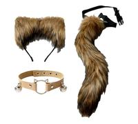 Generico Set Di Orecchie Da Gatto, Cerchietto Con Coda E Girocollo - Accessori Per Costumi Anime In Peluche E Peloso Per Donne E Adulti, Cosplay Di Halloween