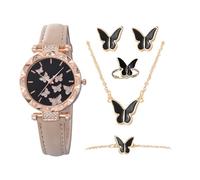 Genérico Set di orologi da donna: design a cinque pezzi, elegante resistente all'acqua, accessorio di gioielli per orologio da polso | Viaggio giornaliero ufficio data evento eleg