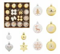 Generico Set di Palle di Natale 40 PCS Bianco e Oro Plastica,Bianco,0.41kg,42018851