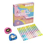 Generico Set Di Pennarelli Acrilici - Punta Fine Permanente 12 Colori - Pennarelli Per Colorare Artistici A Base D Acqua,Per Ceramica Legno Carta Tela Roccia Metallo Artigianato