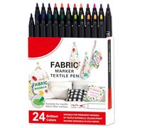 Genérico Set di pennarelli per tessuto, 12/24 colori, lavabili e impermeabili, per abbigliamento, tela, magliette, borse, scarpe | pittura per bambini, arte tessile fai da te, personalizza cotone