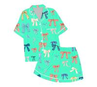 Generico Set di Pigiama da 2 Pezzi per Ragazze,Pigiama Ragazzo Lungo con Due Tasche Pigiami Ragazze Famiglia Camicie Notte Bambina Morbido Pantaloni Tempo Libero Viaggi