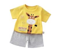 Generico Set di Pigiamain Due Pezzi,Pigiama da Notte per Ragazzi Pjs Confezione 2 Pezzi Comodo Morbida Pigiameria Pigiama Corto/Lunga Bottoni Sport, Casual, alla Moda Abbigliamento Bambini Costume