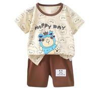 Generico Set di Pigiamain Due Pezzi,Tuta da Jogging per Bambini Maniche Lunghe Pantaloni con Stampa Fumetto Maglia in 2 Colori Loungewear Estivo Idee Regalo Lui