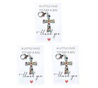 Generico Set Di Portachiavi E Biglietti D'auguri Di Ringraziamento | Portachiavi di ringraziamento con ciondolo a forma di croce e set di carte che include un gettone abbraccio tascabile