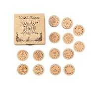 Genérico Set Di Rune In Legno - Pietre Vichinghe Incise | Kit Di Divinazione E Meditazione | Accessorio Portatile con Guida Al Significato per Donne E Uomini