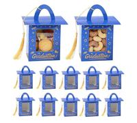 Generico Set di Scatole per Cupcake da Laurea - Contenitori per per Cappelli da Laurea da 12 Pezzi con Nappe E Finestra Trasparente | Scatole di Caramelle di Carta Blu E Nere | per I Diplom