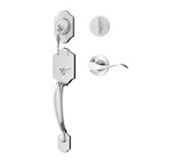 Generico Set Di Serratura Con Maniglia A Leva E Impugnatura, Sblocco Chiave Meccanica, Superficie Elettrolitica, Adatta For Porte Esterne Spessore 45-55 Mm(Sterling Silver)