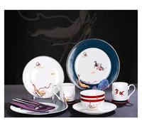Generico Set di Stoviglie in Porcellana Doppia retrò, Stoviglie Cinesi Ultra Bianche da 16 Pezzi, Stoviglie in Porcellana Bone China Dipinte A Mano, Set Regalo per La Decorazione della Casa