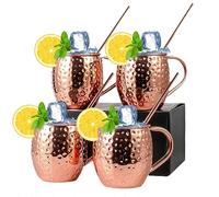 Generico Set di Tazze Rameate per Moscow Mule da 18 oz con d Acqua in Acciaio Inossidabile e Cialde Cocktail Rame Ideale Regalo Cene Intrattenimenti
