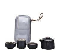 generico Set di tè da Viaggio in Ceramica - Stile Giapponese, Portatile, Nero | 1 Set | per tè Kung Fu |