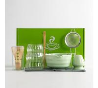 Generico Set di Tè Matcha in Stile Giapponese Kit Professionale per Cerimonie da 7 Pezzi con Scatola Regalo Sbattitore Ciotola Scoop Barattolo Beccuccio Versamento Tazza Vetro