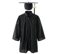 Generico Set di Toga e Cappello da Cerimonia Unisex per Bambini e Bambine, per la Scuola Materna, l'asilo e la Scuola elementare, con Colletto risvoltato e (Black, 5-6 Years)