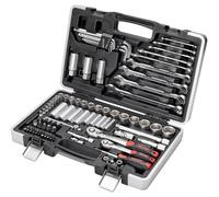Generico Set di Utensili 92 Pezzi Pollici - Valigetta Attrezzi Professionale per Moto, Auto e Fai-da-te - CrV, Cricchetto, Bussole, Chiavi, Inserti - Qualità Industriale Acciaio al Cromo Vanadio