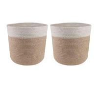 Generico Set di Vasi per Piante 2 PCS Naturale e Bianco Ø 21 x 21 cm,Prato e Giardino,Giardinaggio,Vasi e fioriere-42012246