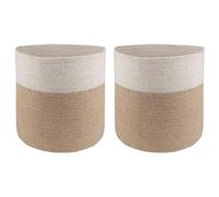 Generico Set di Vasi per Piante 2 PCS Naturale e Bianco Ø 28 x 28 cm,Prato e Giardino,Giardinaggio,Vasi e fioriere-42012247