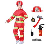 Generico Set di Vigile del Fuoco Gioco d'Imitazione per Bambini Bambini Pompiere Giochi di Ruolo Costume Costume Halloween Bimbo Costumes Pompiere Bambino per Feste in Maschera