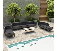 Generico Set Divani da Giardino 10 pz con Cuscini in Polyrattan Grigio,Grigio,70kg,3056976