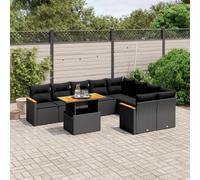 Generico Set Divani da Giardino 10pz con Cuscini in Polyrattan Nero,Nero,86.3kg,3273232
