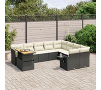 Generico Set Divani da Giardino 10pz con Cuscini in Polyrattan Nero,Nero,86.5kg,3271917