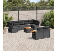 Generico Set Divani da Giardino 10pz con Cuscini in Polyrattan Nero,Nero,86kg,3259535